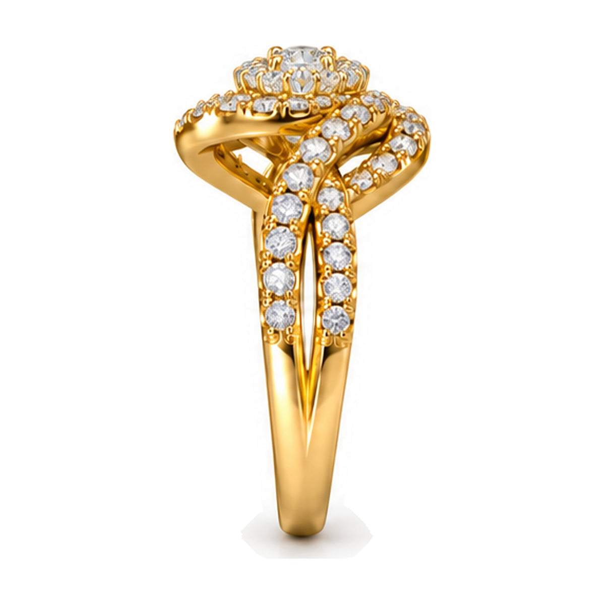 Round Cluster Swirl Engagement Ring, 1.00 ct TW side view