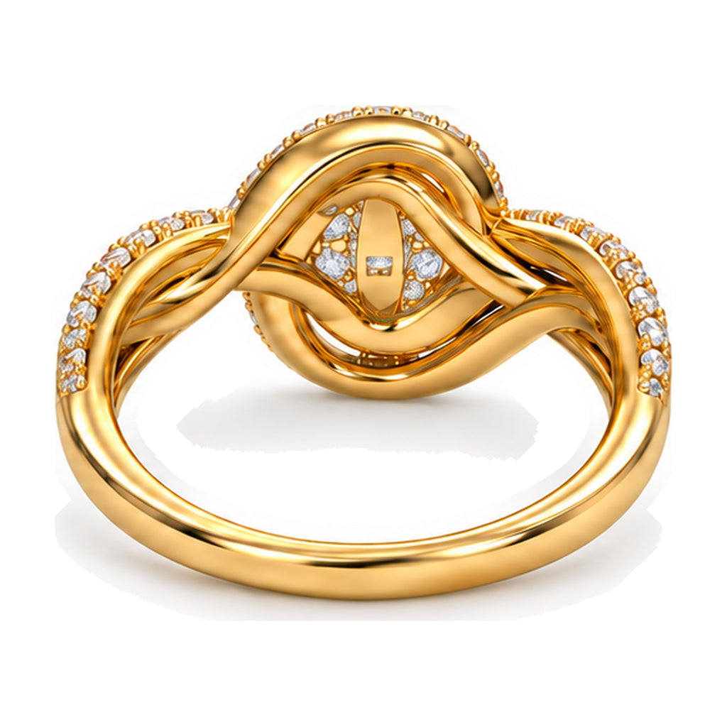 Oval Cluster Swirl Engagement Ring, 1.00 ct TW back view