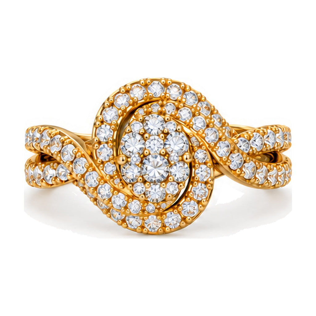 Oval Cluster Swirl Engagement Ring, 1.00 ct TW front view
