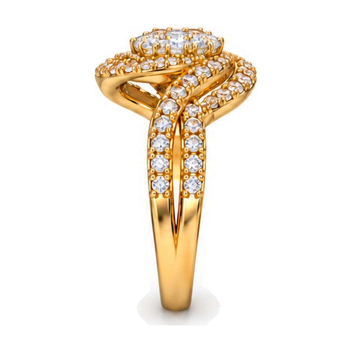 Oval Cluster Swirl Engagement Ring, 1.00 ct TW side view