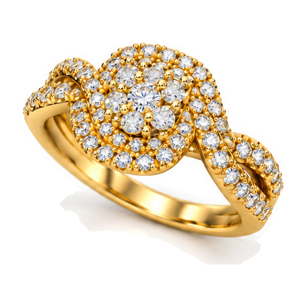 Cushion Cluster Swirl Engagement Ring, 1.00 ct TW angle view
