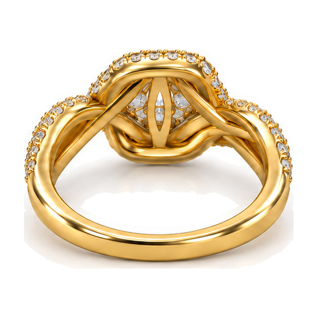 Cushion Cluster Swirl Engagement Ring, 1.00 ct TW back view