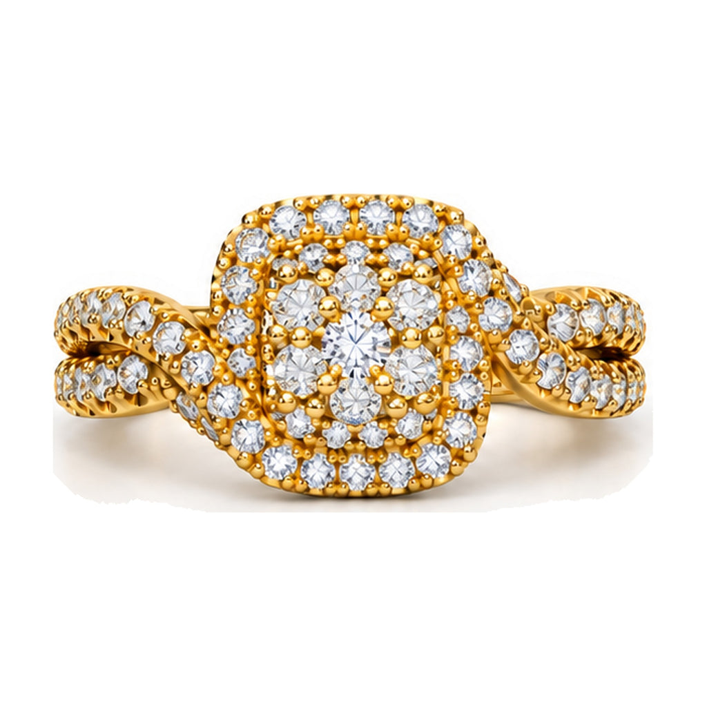 Cushion Cluster Swirl Engagement Ring, 1.00 ct TW front view