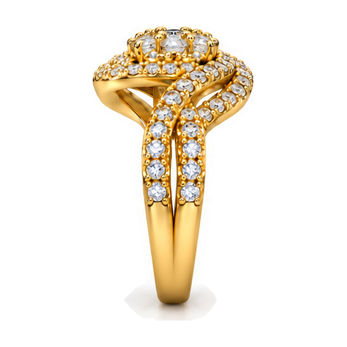 Cushion Cluster Swirl Engagement Ring, 1.00 ct TW side view