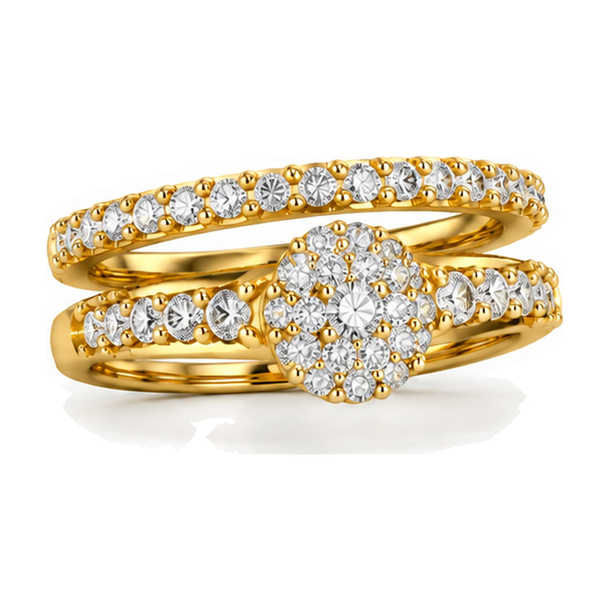 Oval Cluster Swirl Motif Bridal Ring Set, 0.75 ct TW angle view