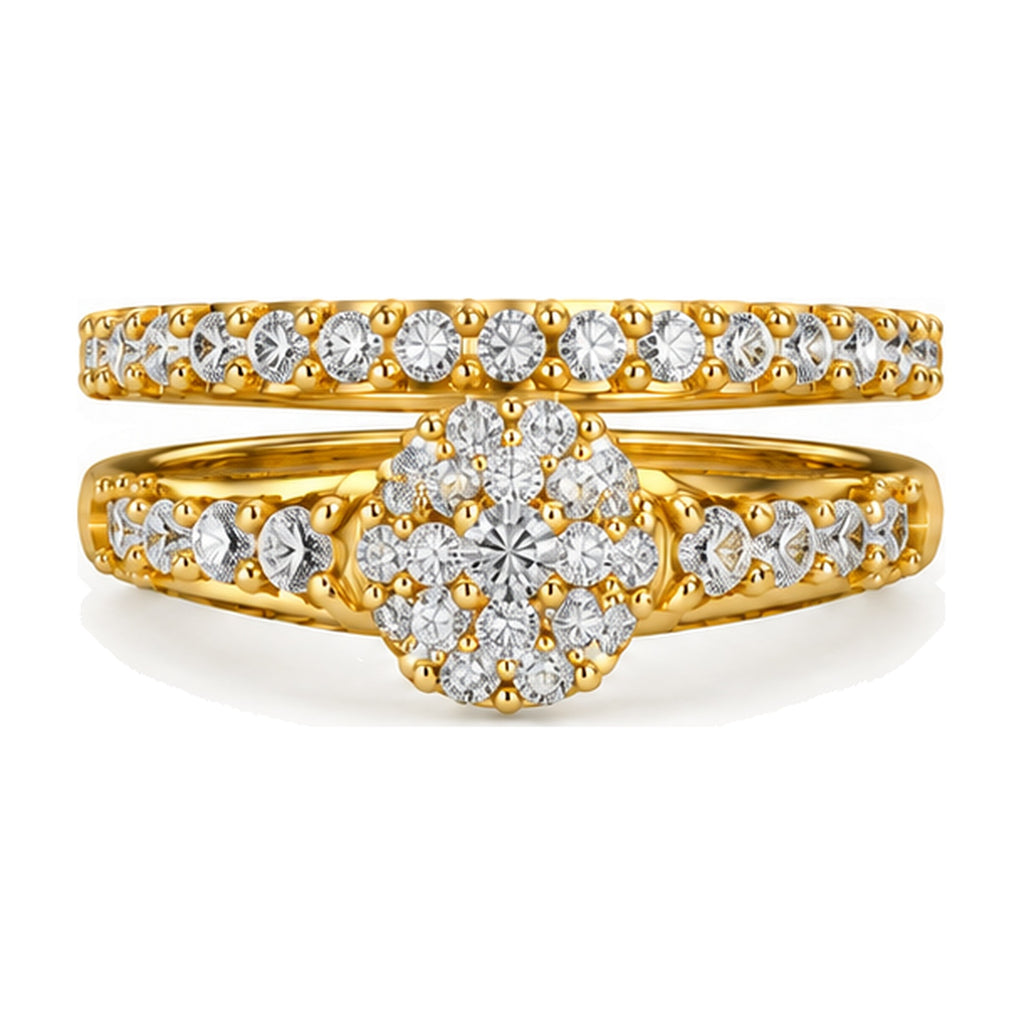 Oval Cluster Swirl Motif Bridal Ring Set, 0.75 ct TW front view
