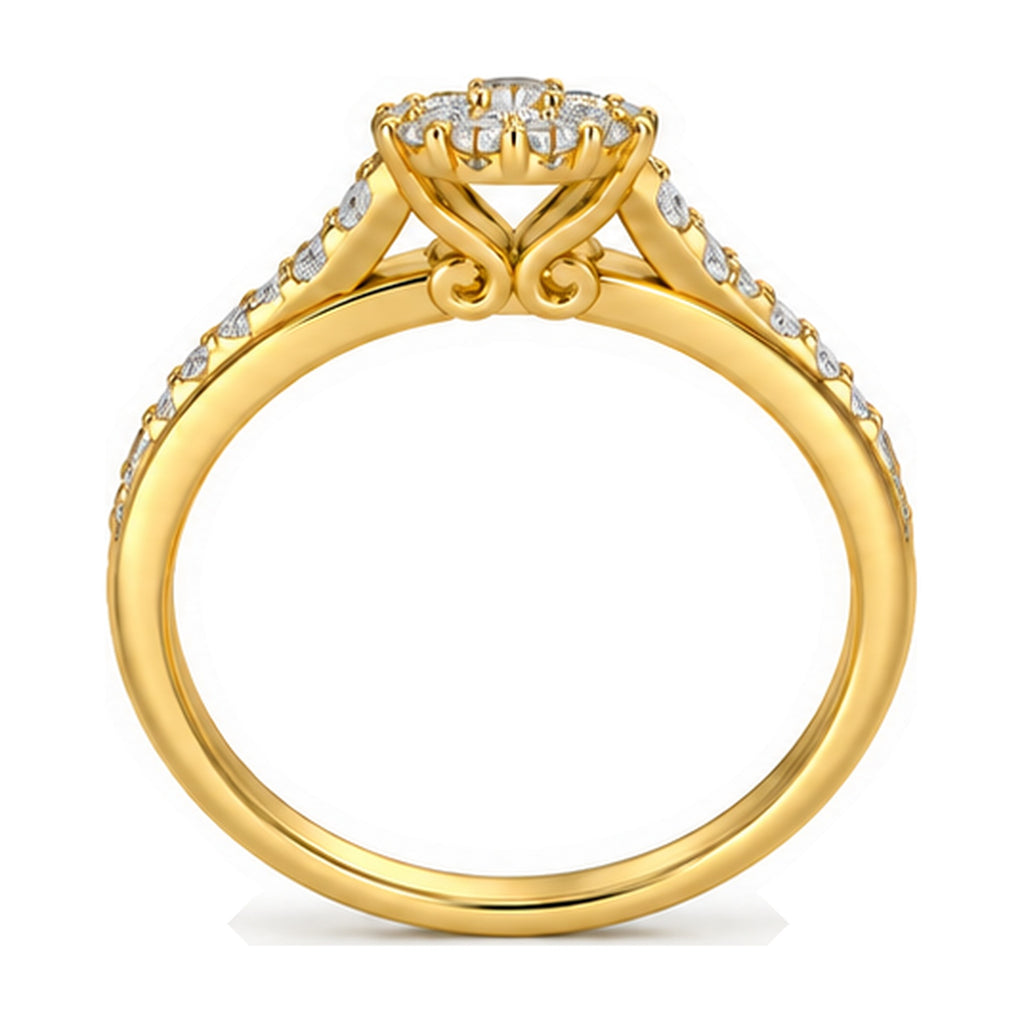 Oval Cluster Swirl Motif Bridal Ring Set, 0.75 ct TW side view