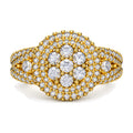 Round Cluster Double Halo Split Shank Engagement Ring, 1.25 ct TW front view