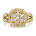 Cushion Cluster Double Halo Split Shank Engagement Ring, 1.25 ct TW front view