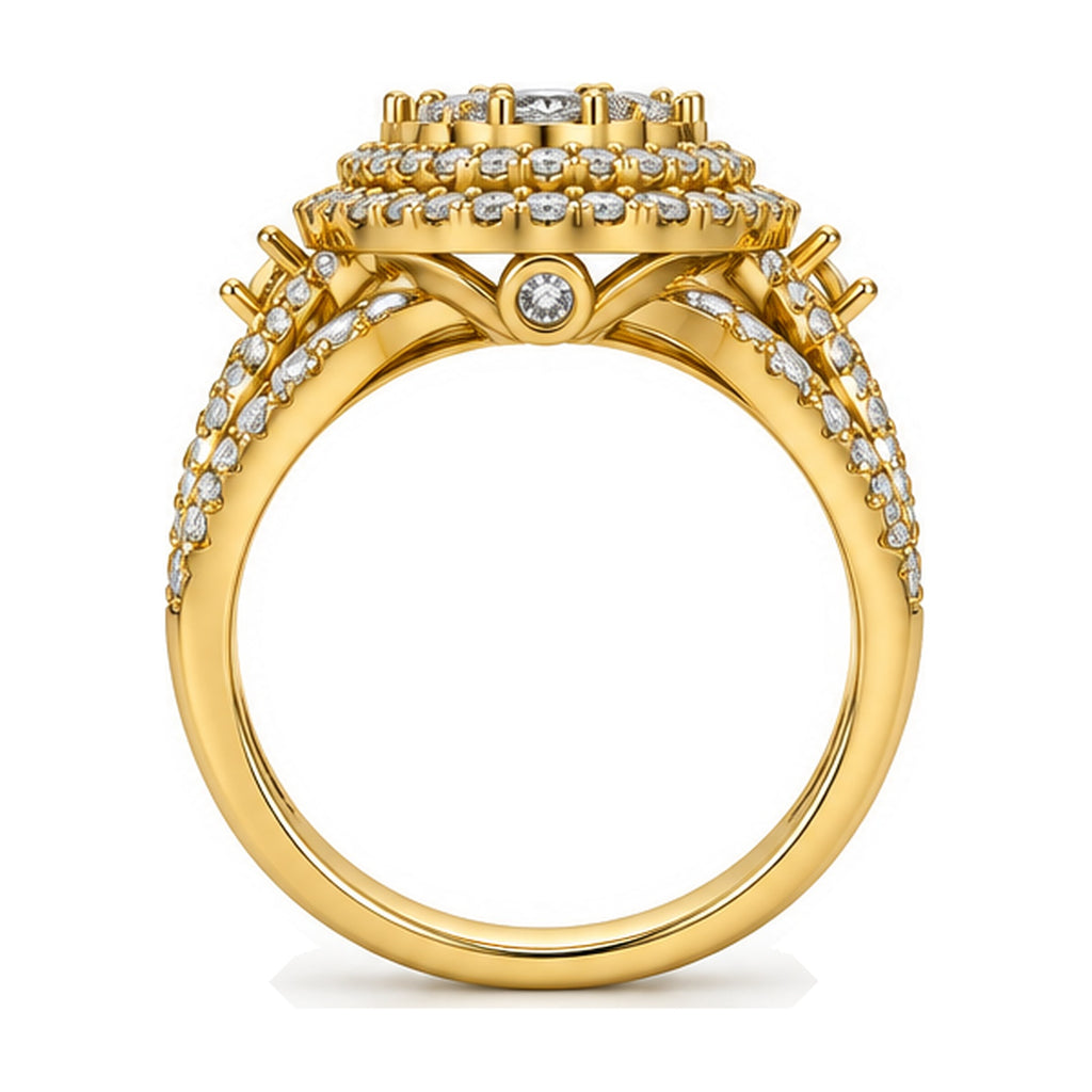 Oval Cluster Double Halo Split Shank Engagement Ring, 1.25 ct TW side view
