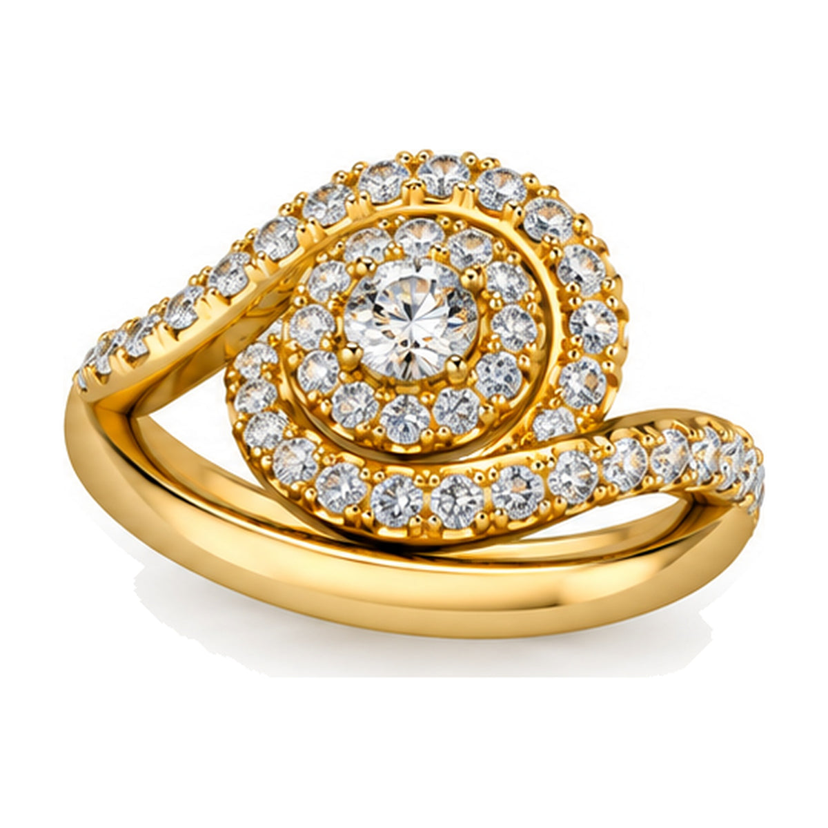 Round Cluster Imperial Swirl Engagement Ring, 1.50 ct TW angle view