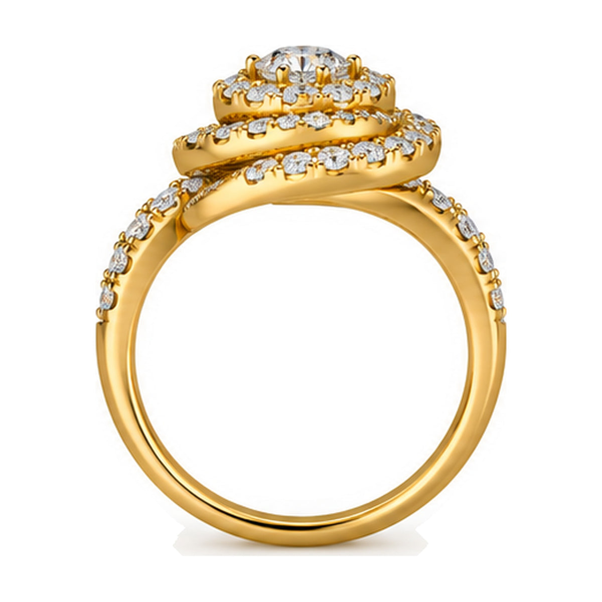 Round Cluster Imperial Swirl Engagement Ring, 1.50 ct TW side view