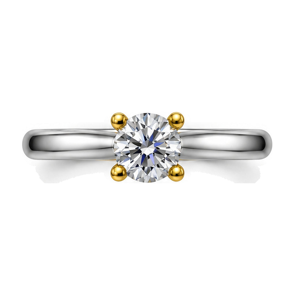 Round Solitaire Crossover Prong Engagement Ring, 1.00 ct front view