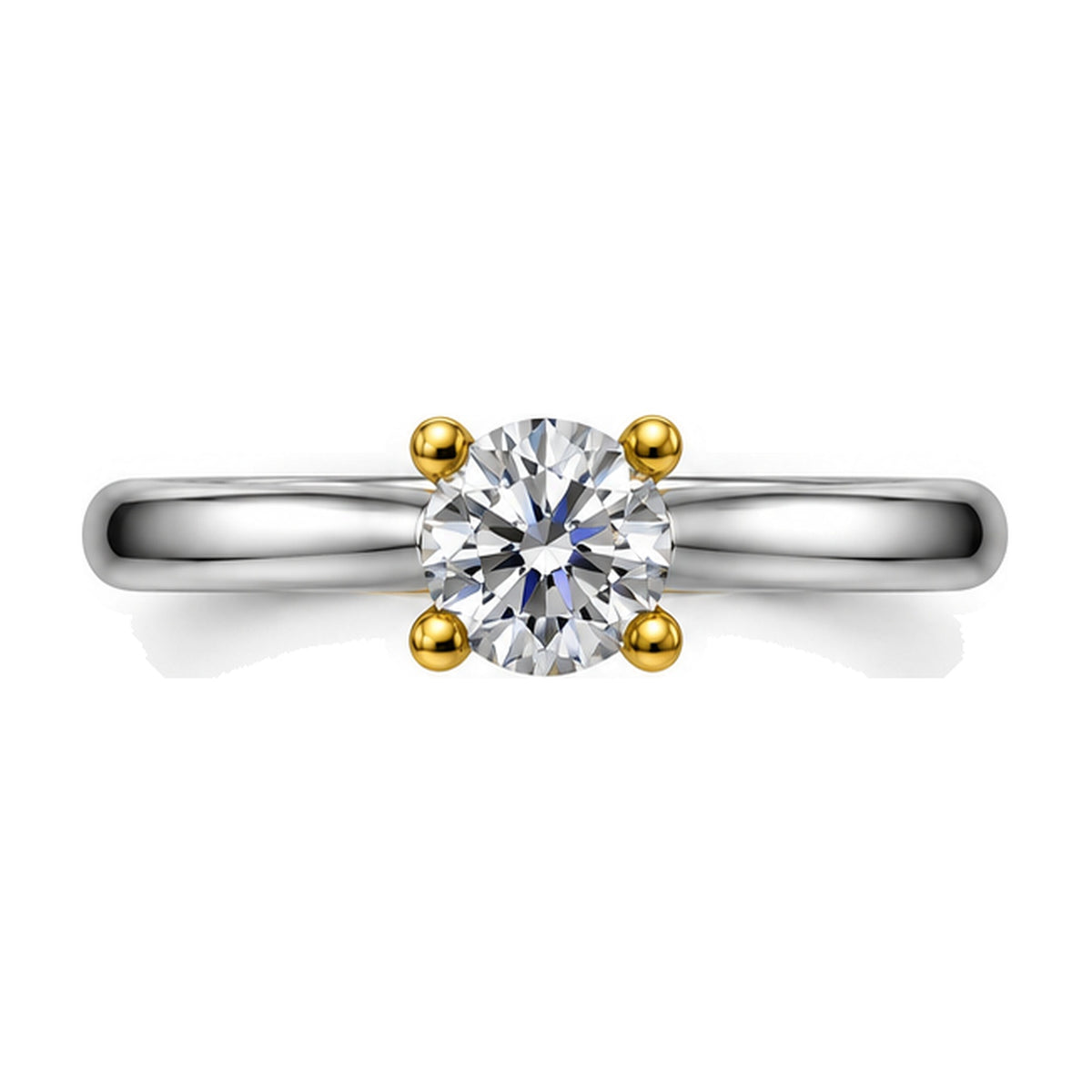 Round Solitaire Crossover Prong Engagement Ring, 1.00 ct front view