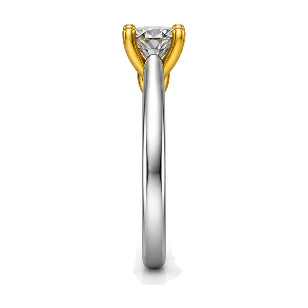 Round Solitaire Crossover Prong Engagement Ring, 1.00 ct side view
