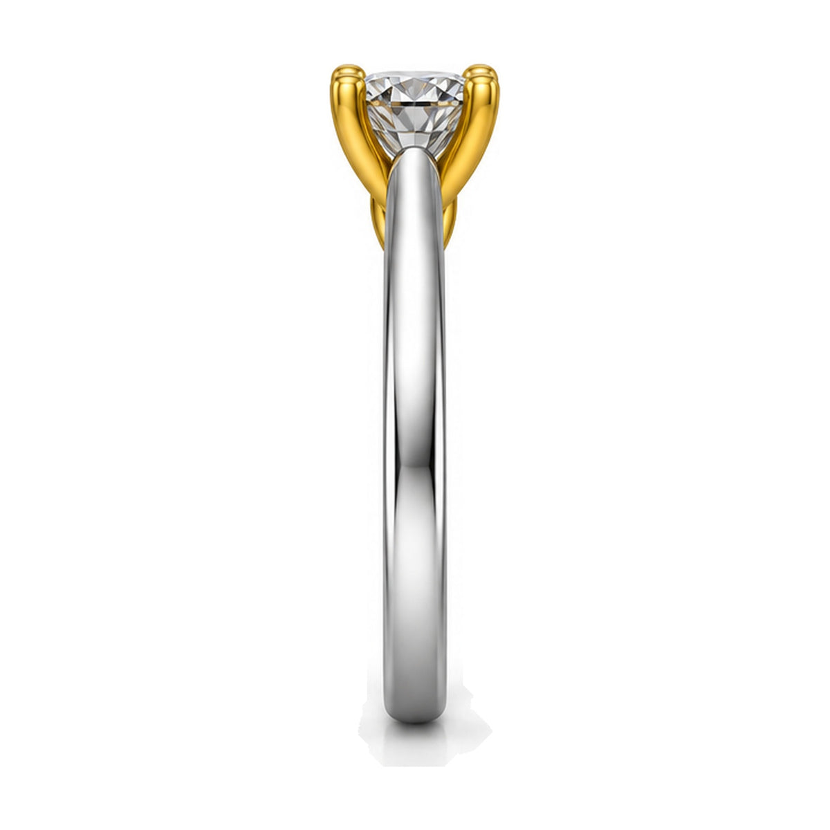 Round Solitaire Crossover Prong Engagement Ring, 1.00 ct side view