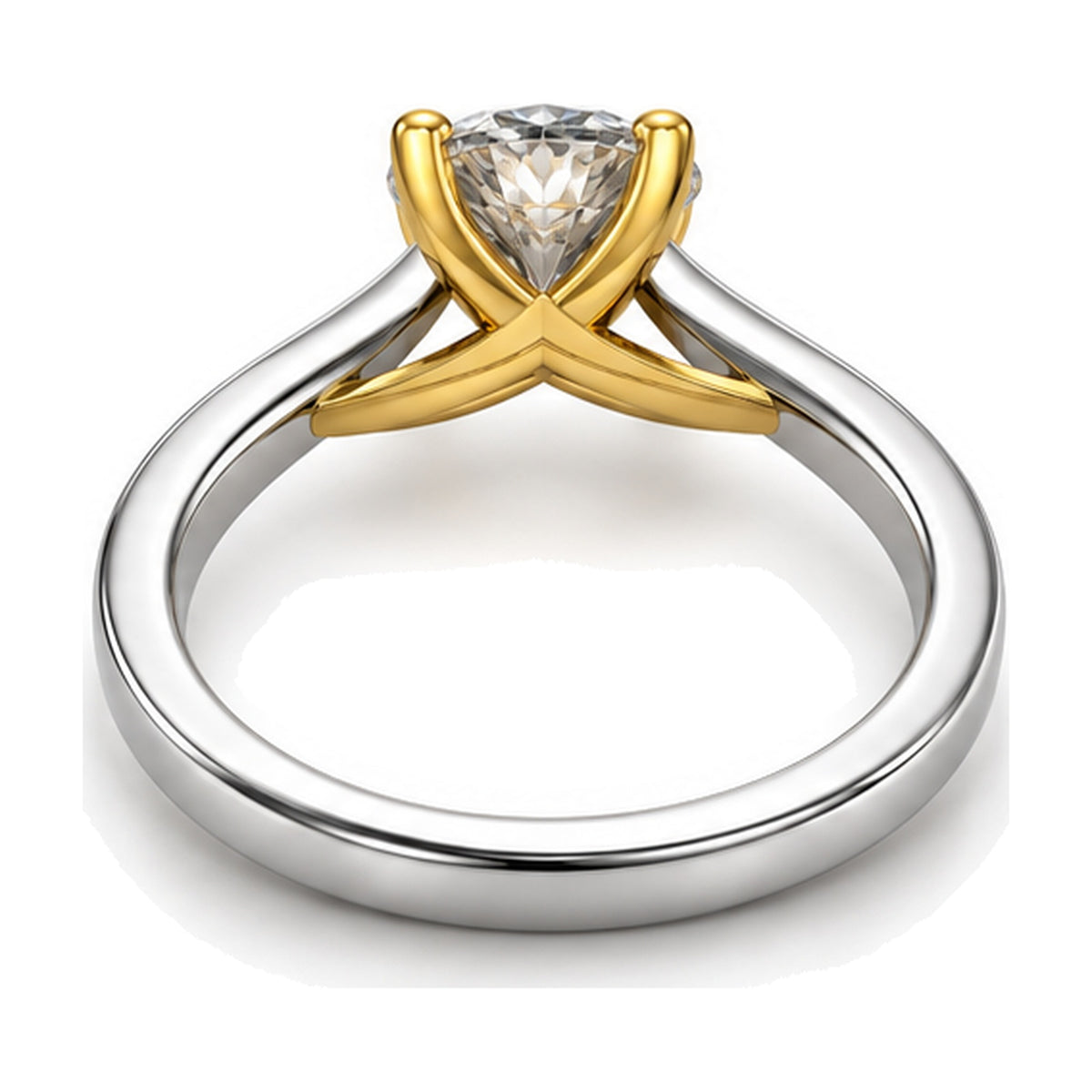 Round Solitaire Crossover Prong Engagement Ring, 2.00 ct back view
