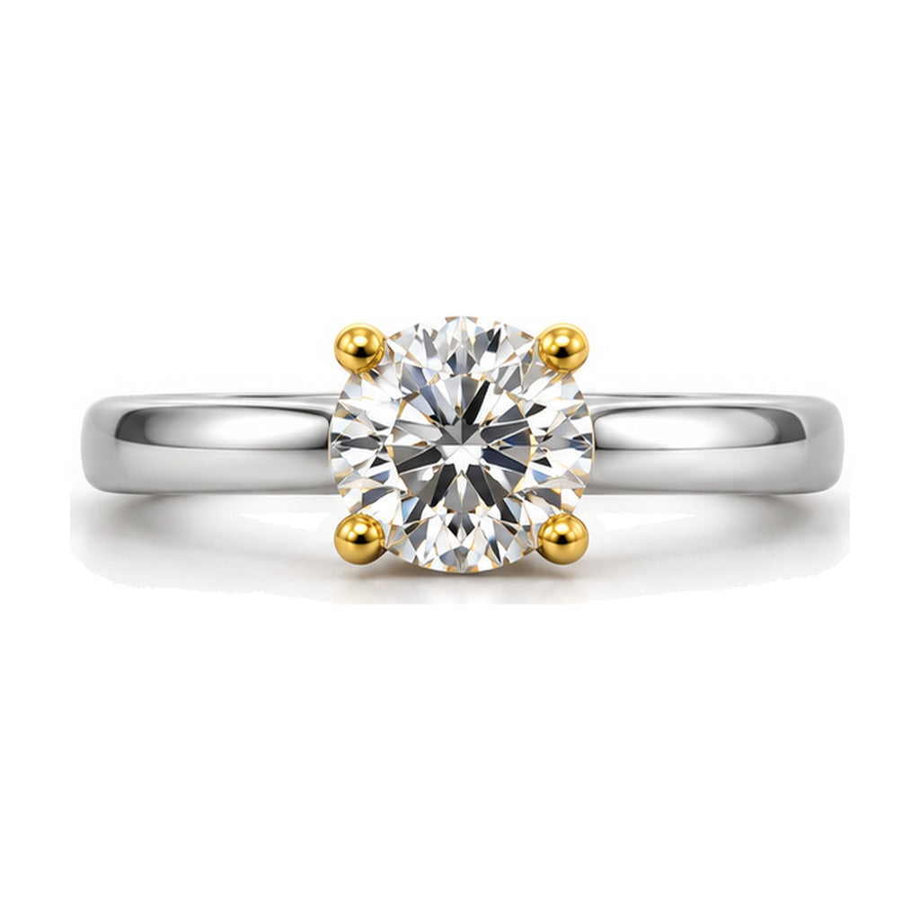 Round Solitaire Crossover Prong Engagement Ring, 2.00 ct front view
