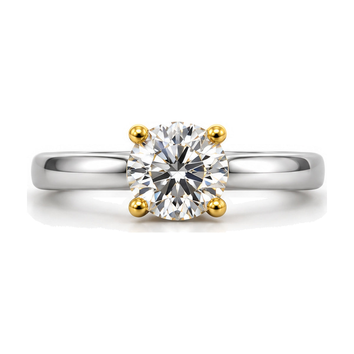 Round Solitaire Crossover Prong Engagement Ring, 2.00 ct front view