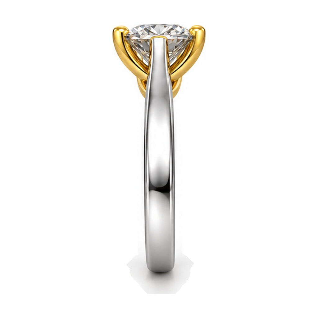 Round Solitaire Crossover Prong Engagement Ring, 2.00 ct side view