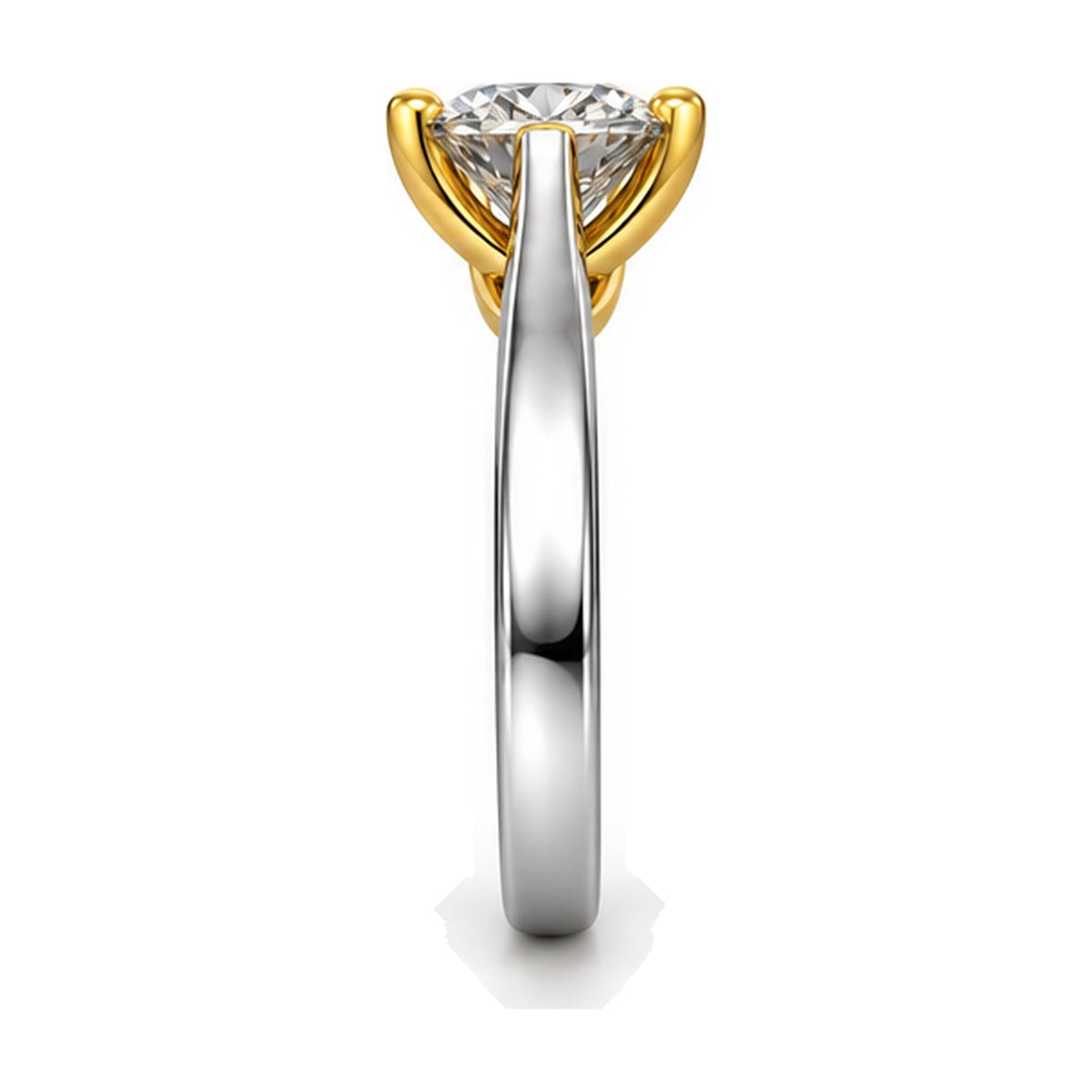 Round Solitaire Crossover Prong Engagement Ring, 2.00 ct side view