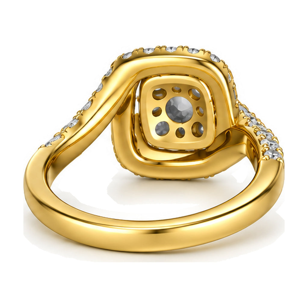 Cushion Cluster Imperial Swirl Engagement Ring, 1.50 ct TW back view