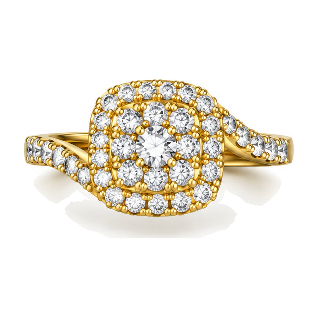 Cushion Cluster Imperial Swirl Engagement Ring, 1.50 ct TW front view