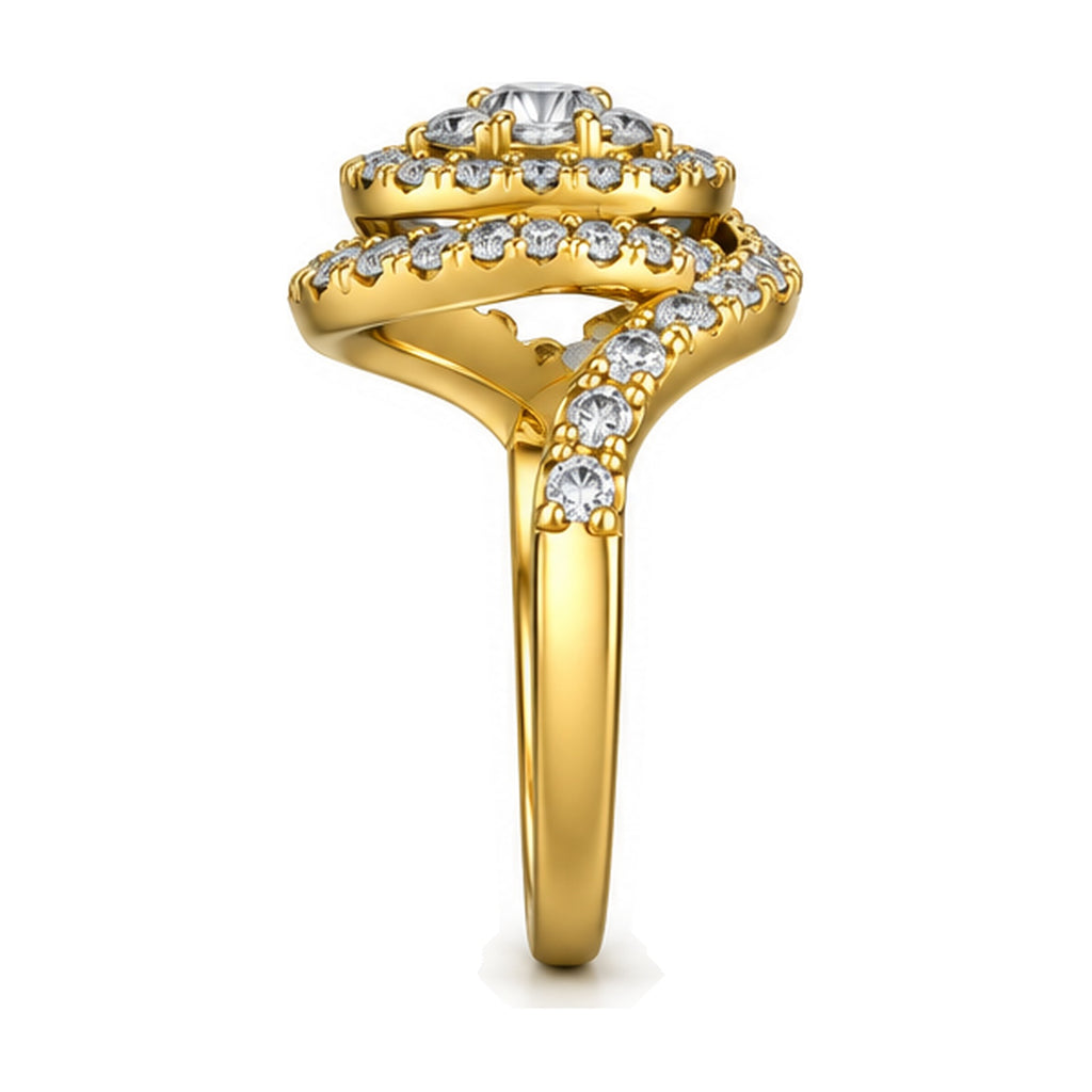 Cushion Cluster Imperial Swirl Engagement Ring, 1.50 ct TW side view