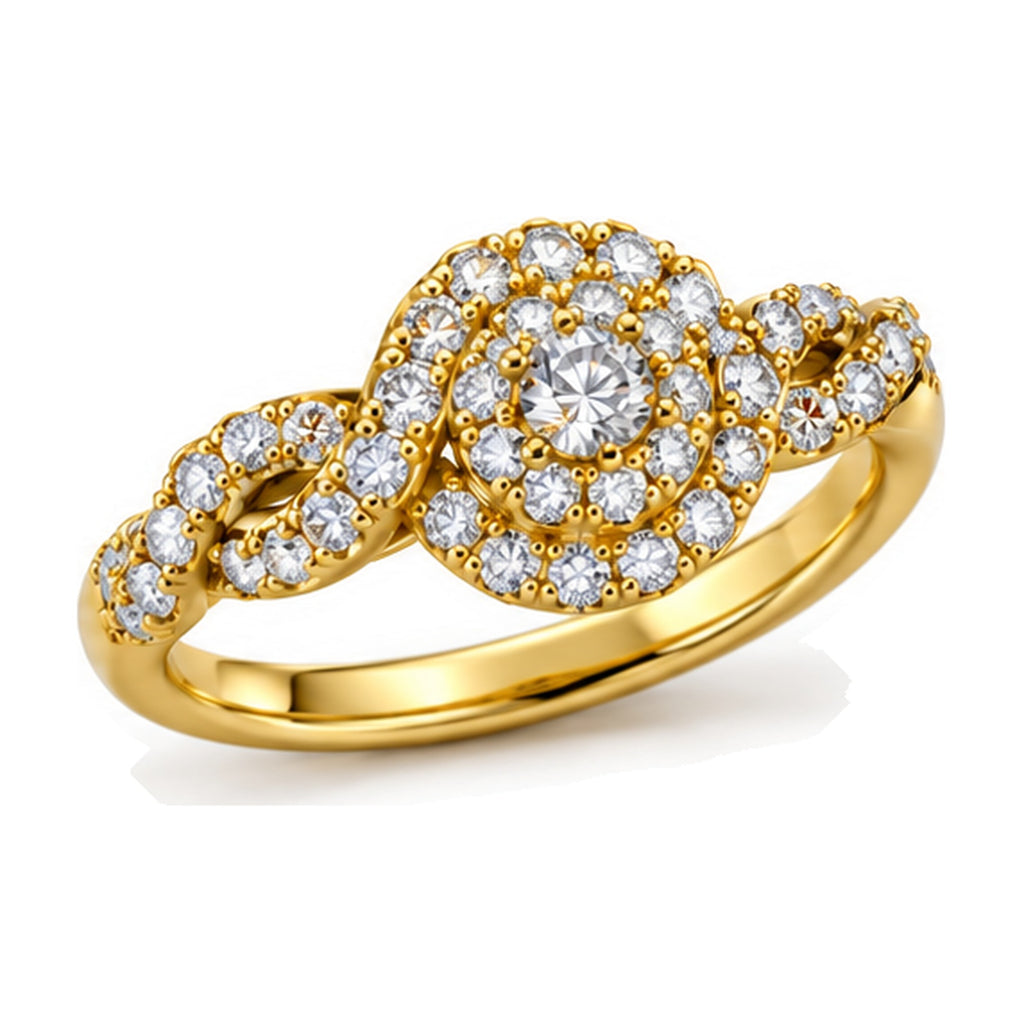 Round Cluster Imperial Twist Shank Engagement Ring, 1.50 ct TW angle view