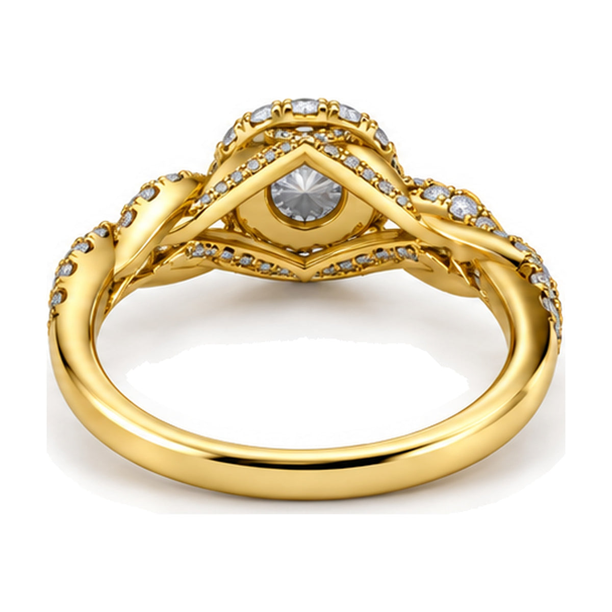 Round Cluster Imperial Twist Shank Engagement Ring, 1.50 ct TW back view