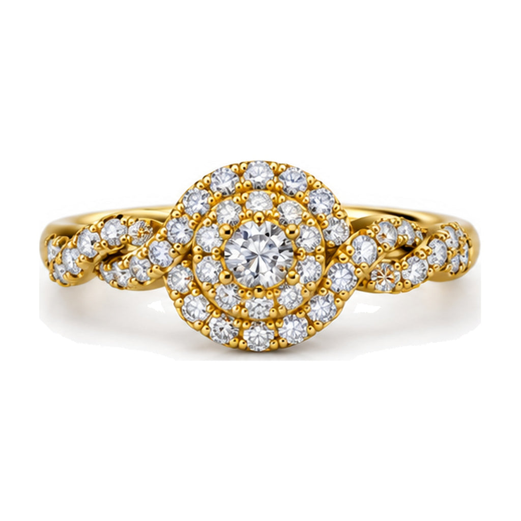 Round Cluster Imperial Twist Shank Engagement Ring, 1.50 ct TW front view