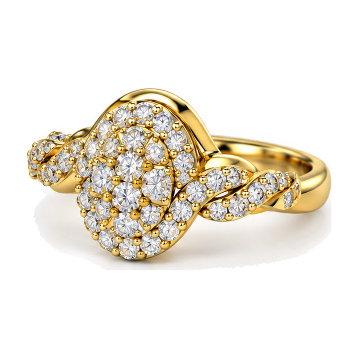 Oval Cluster Imperial Twist Shank Engagement Ring, 1.50 ct TW angle view