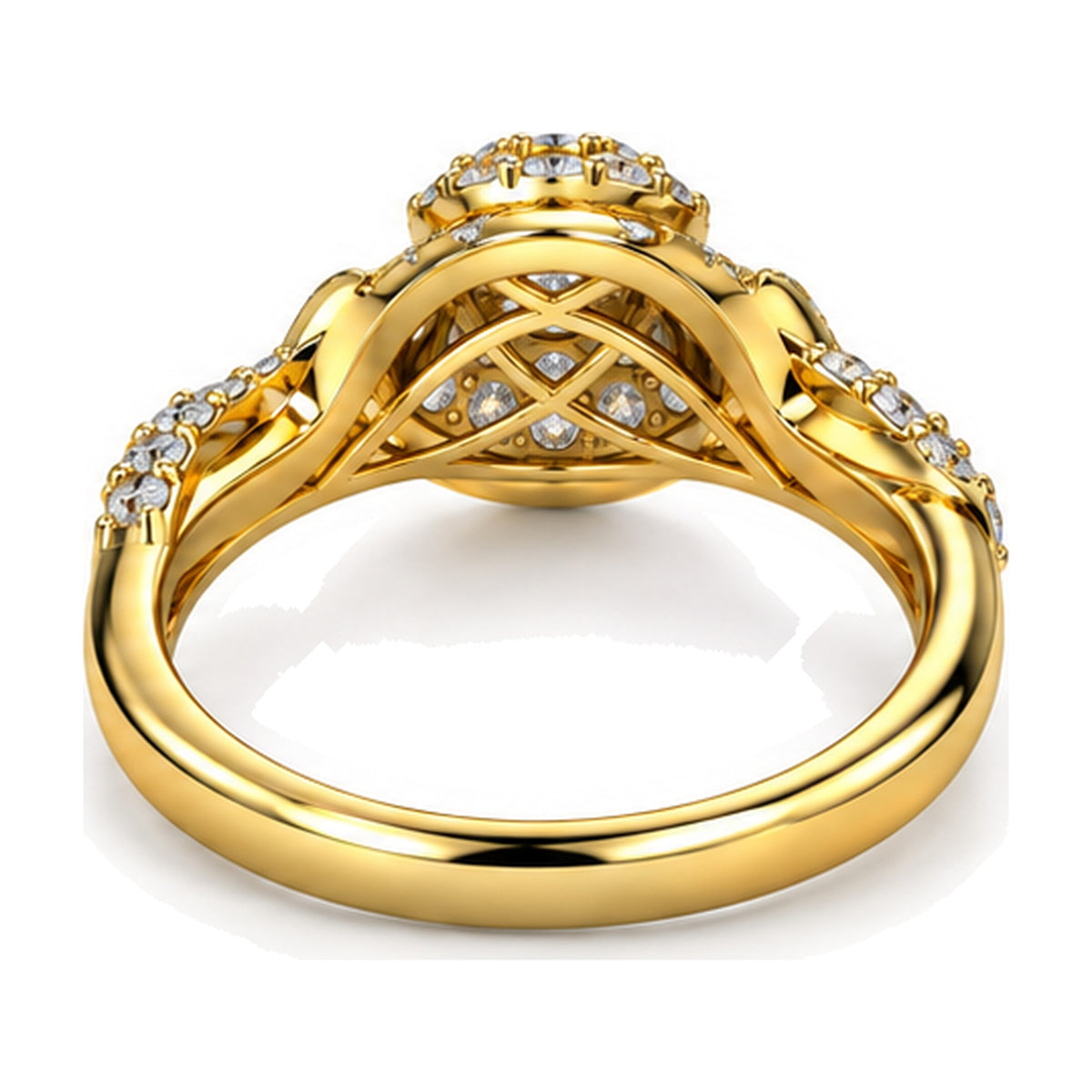 Oval Cluster Imperial Twist Shank Engagement Ring, 1.50 ct TW back view