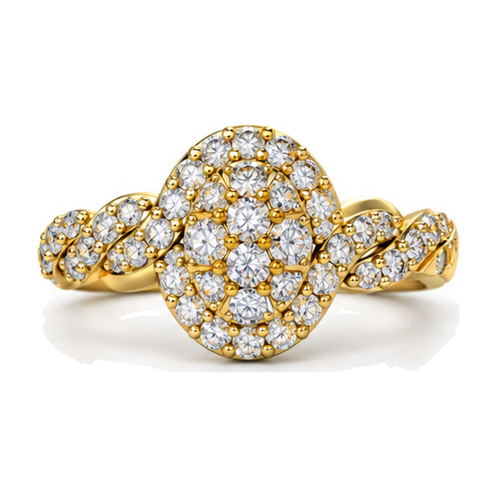 Oval Cluster Imperial Twist Shank Engagement Ring, 1.50 ct TW front view