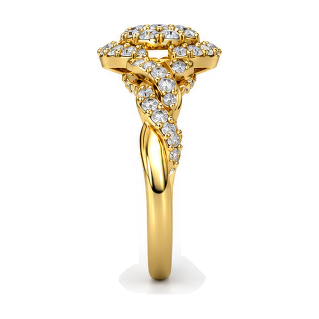 Oval Cluster Imperial Twist Shank Engagement Ring, 1.50 ct TW side view