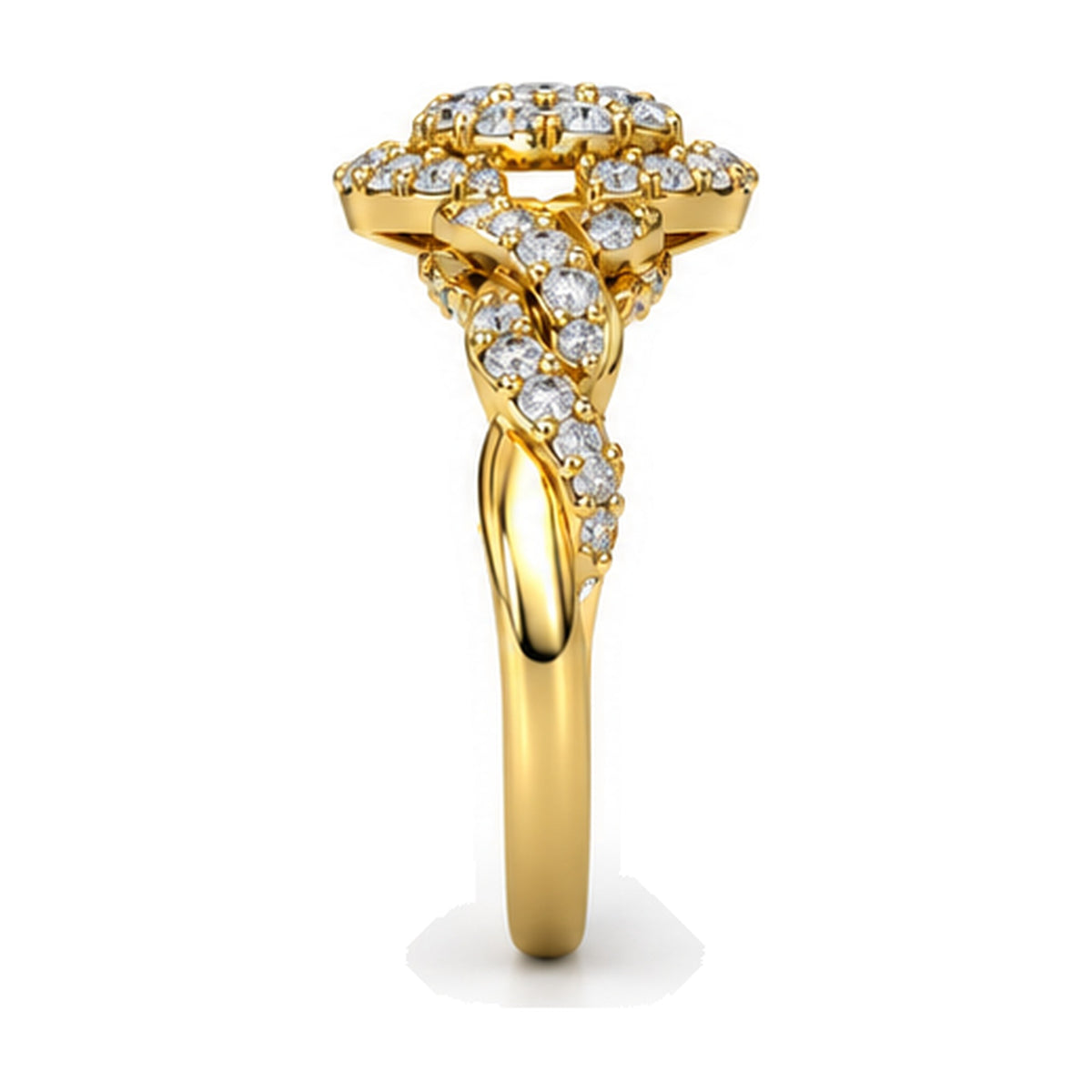 Oval Cluster Imperial Twist Shank Engagement Ring, 1.50 ct TW side view