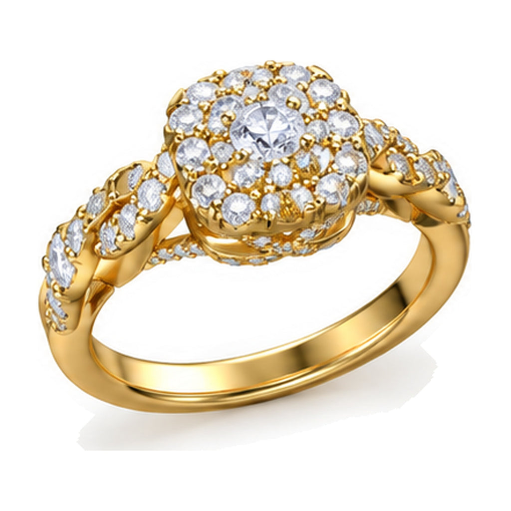Cushion Cluster Imperial Twist Shank Engagement Ring, 1.50 ct TW angle view