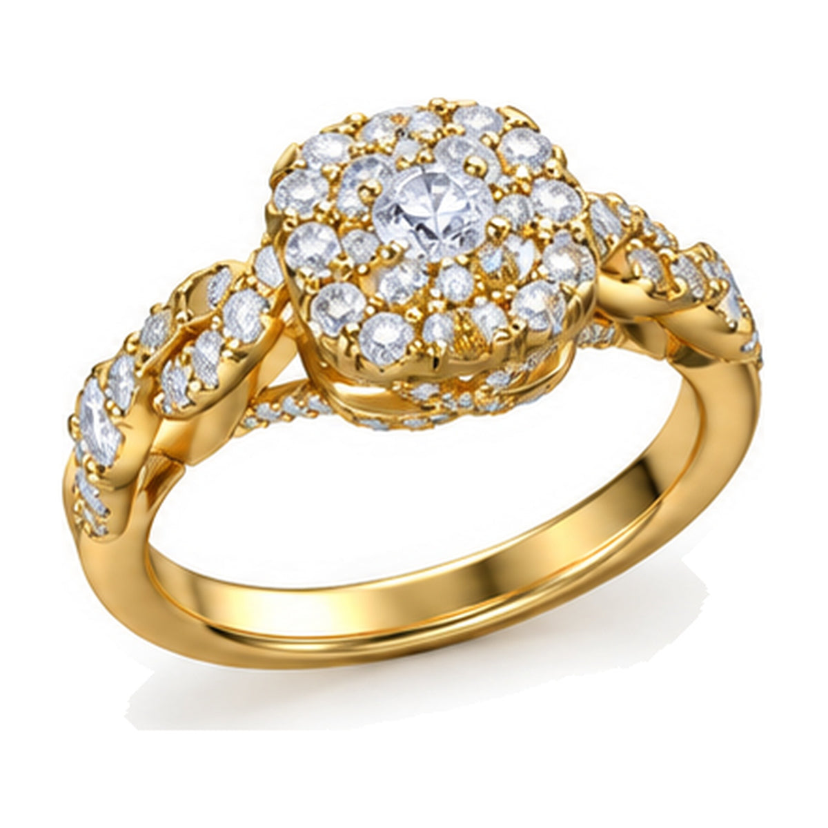 Cushion Cluster Imperial Twist Shank Engagement Ring, 1.50 ct TW angle view