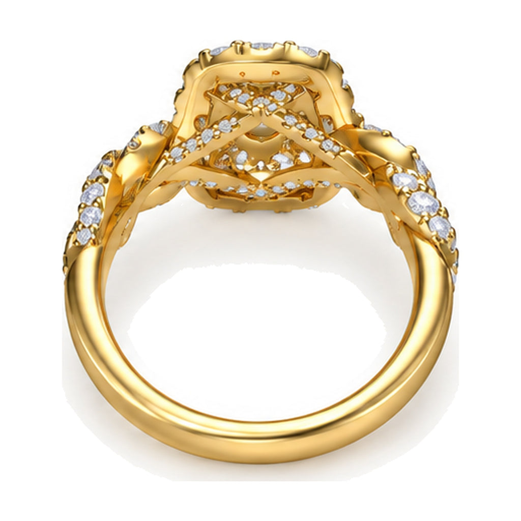 Cushion Cluster Imperial Twist Shank Engagement Ring, 1.50 ct TW back view