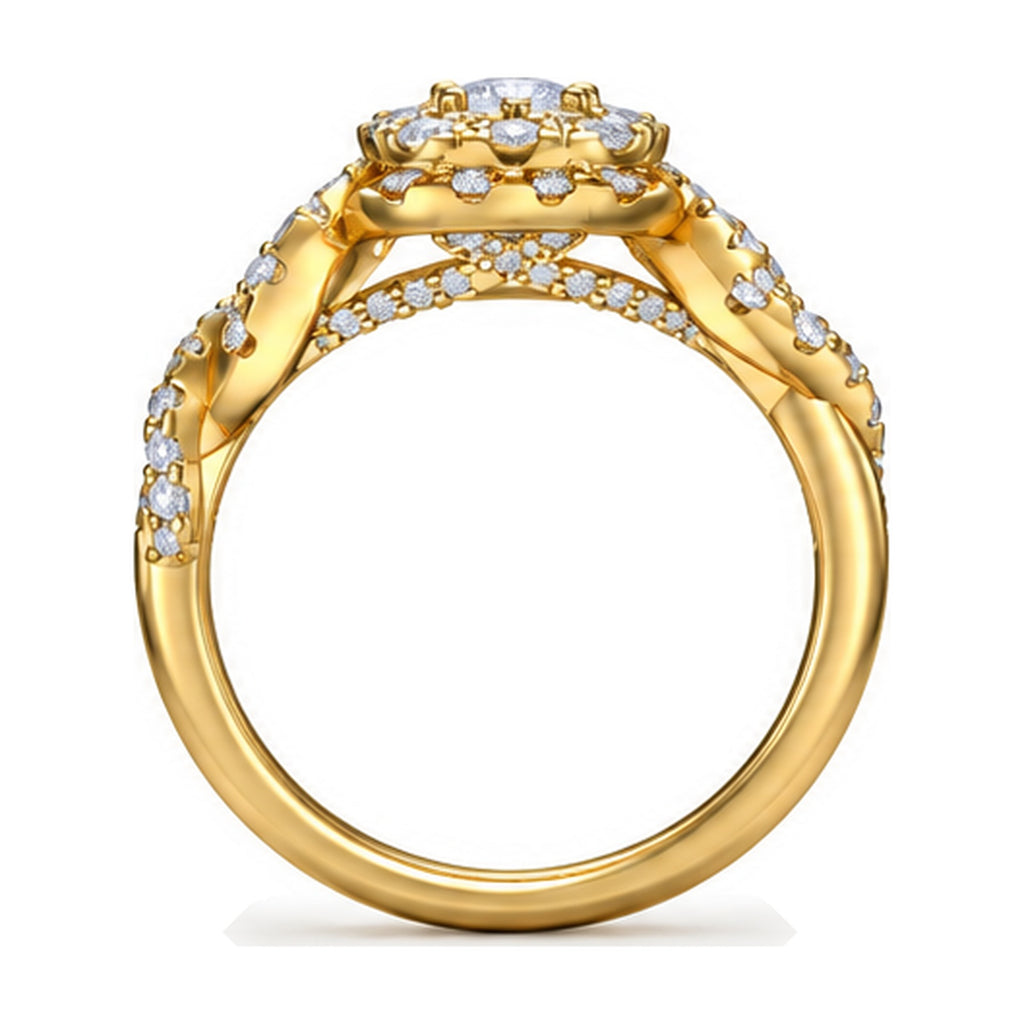 Cushion Cluster Imperial Twist Shank Engagement Ring, 1.50 ct TW side view