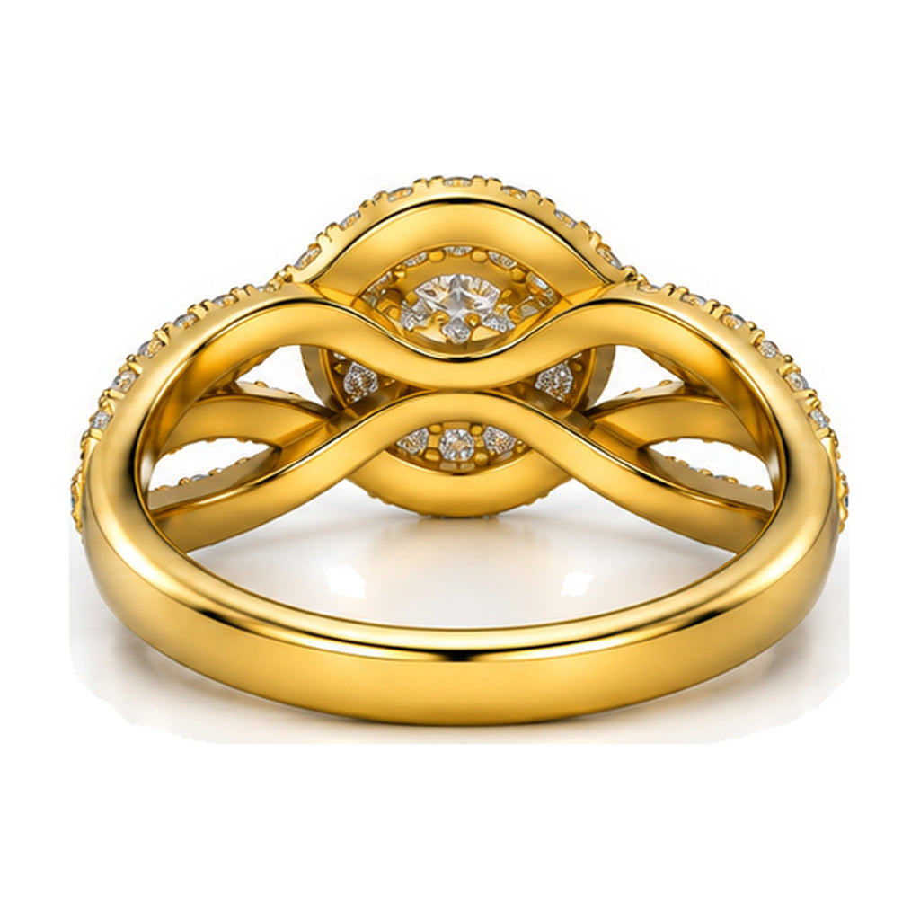 Round Cluster Imperial Split Shank Engagement Ring, 1.50 ct TW back view