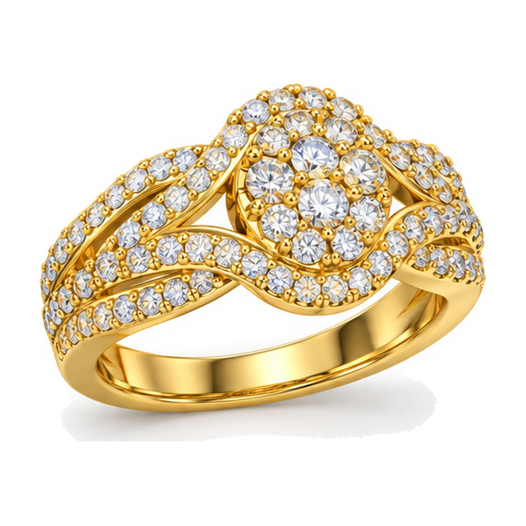 Oval Cluster Imperial Split Shank Engagement Ring, 1.50 ct TW angle view