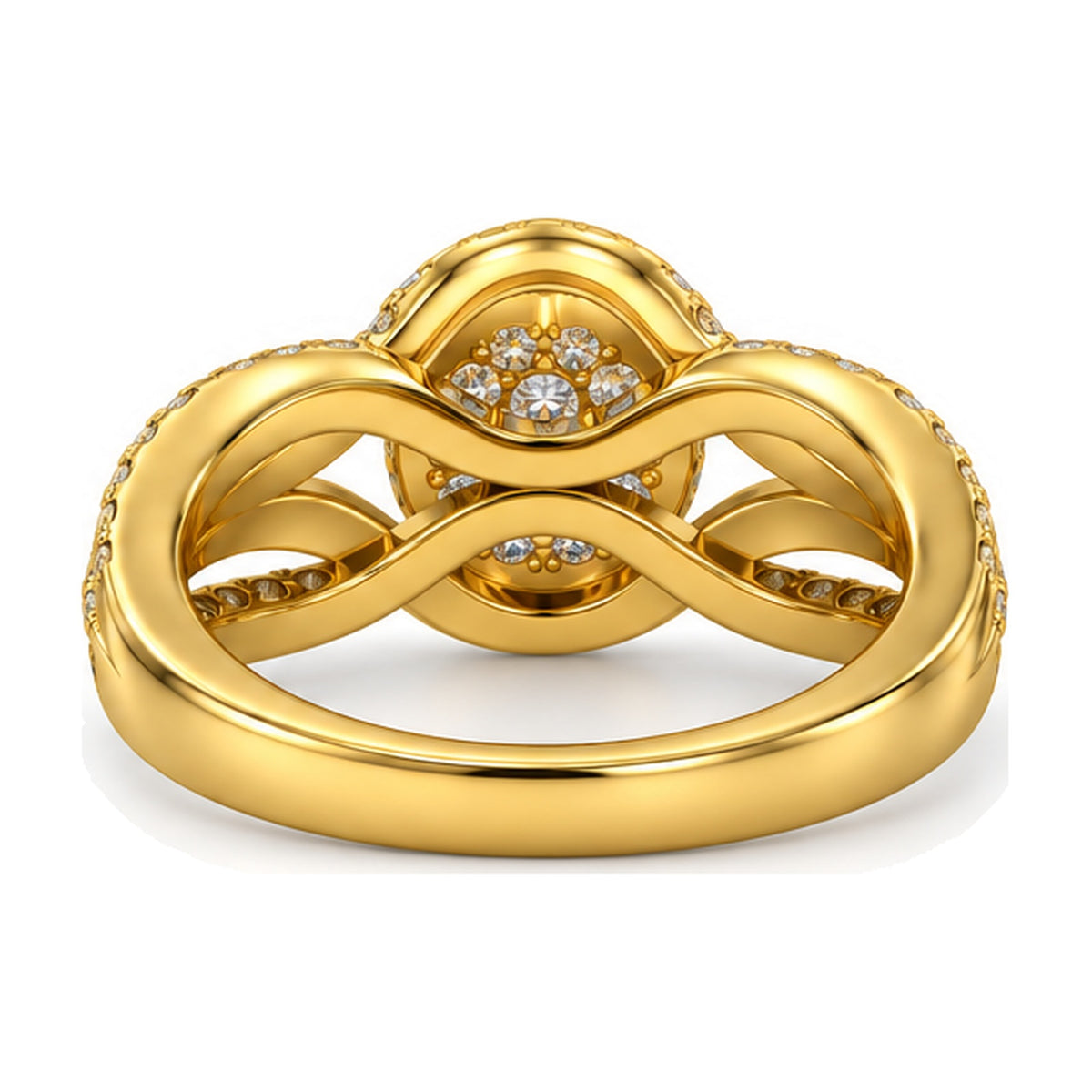 Oval Cluster Imperial Split Shank Engagement Ring, 1.50 ct TW back view