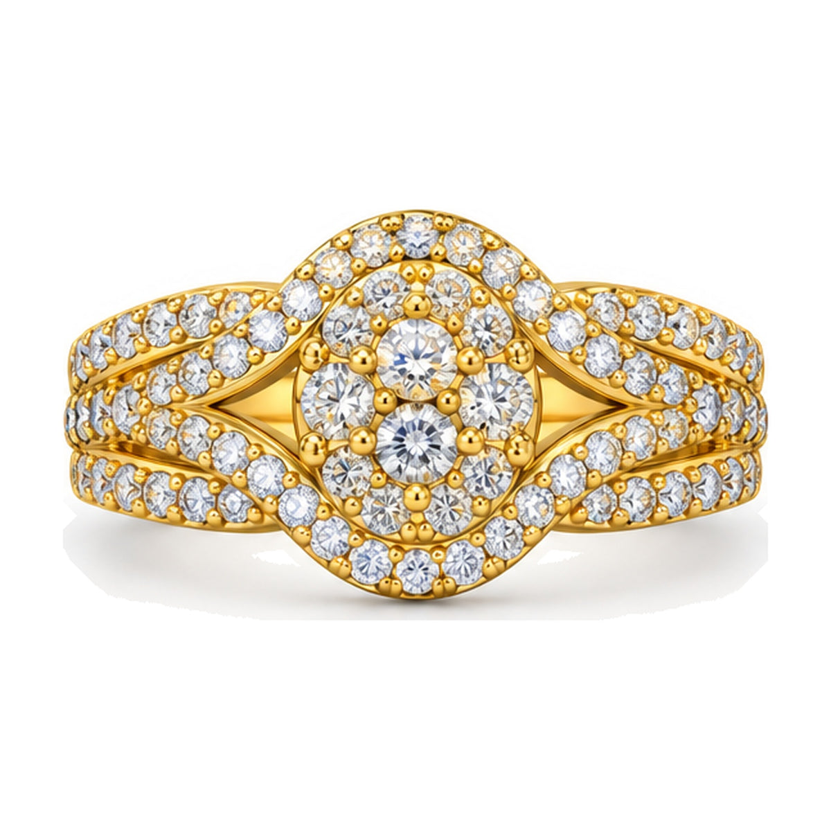 Oval Cluster Imperial Split Shank Engagement Ring, 1.50 ct TW front view