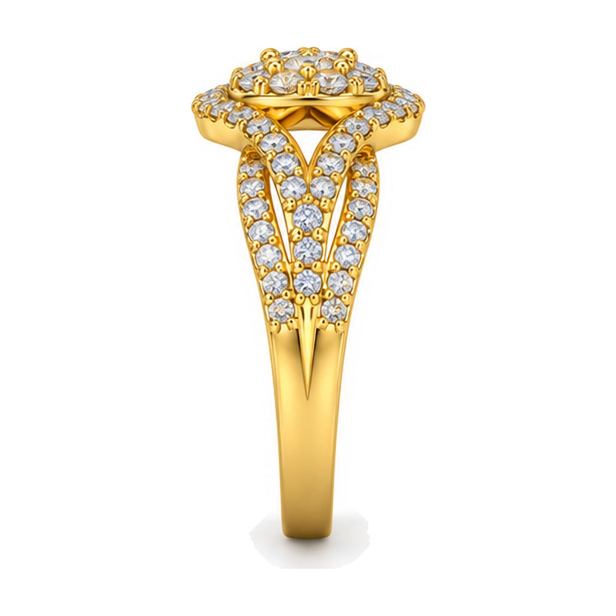 Oval Cluster Imperial Split Shank Engagement Ring, 1.50 ct TW side view