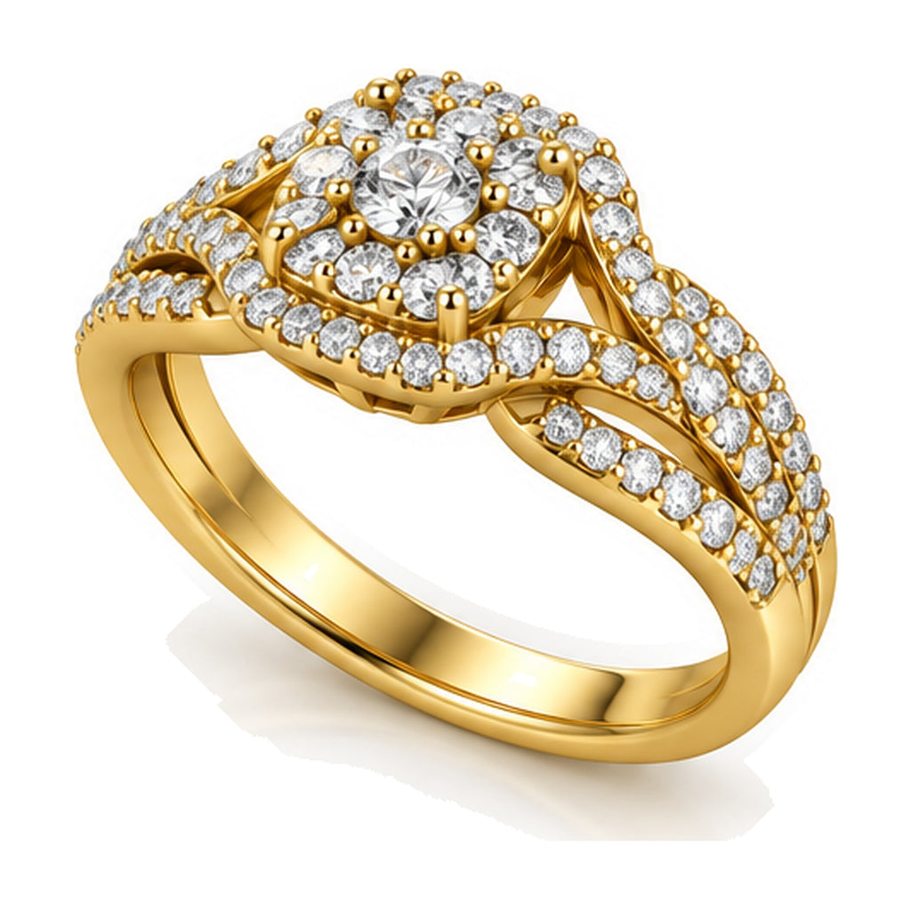 Cushion Cluster Imperial Split Shank Engagement Ring, 1.50 ct TW angle view