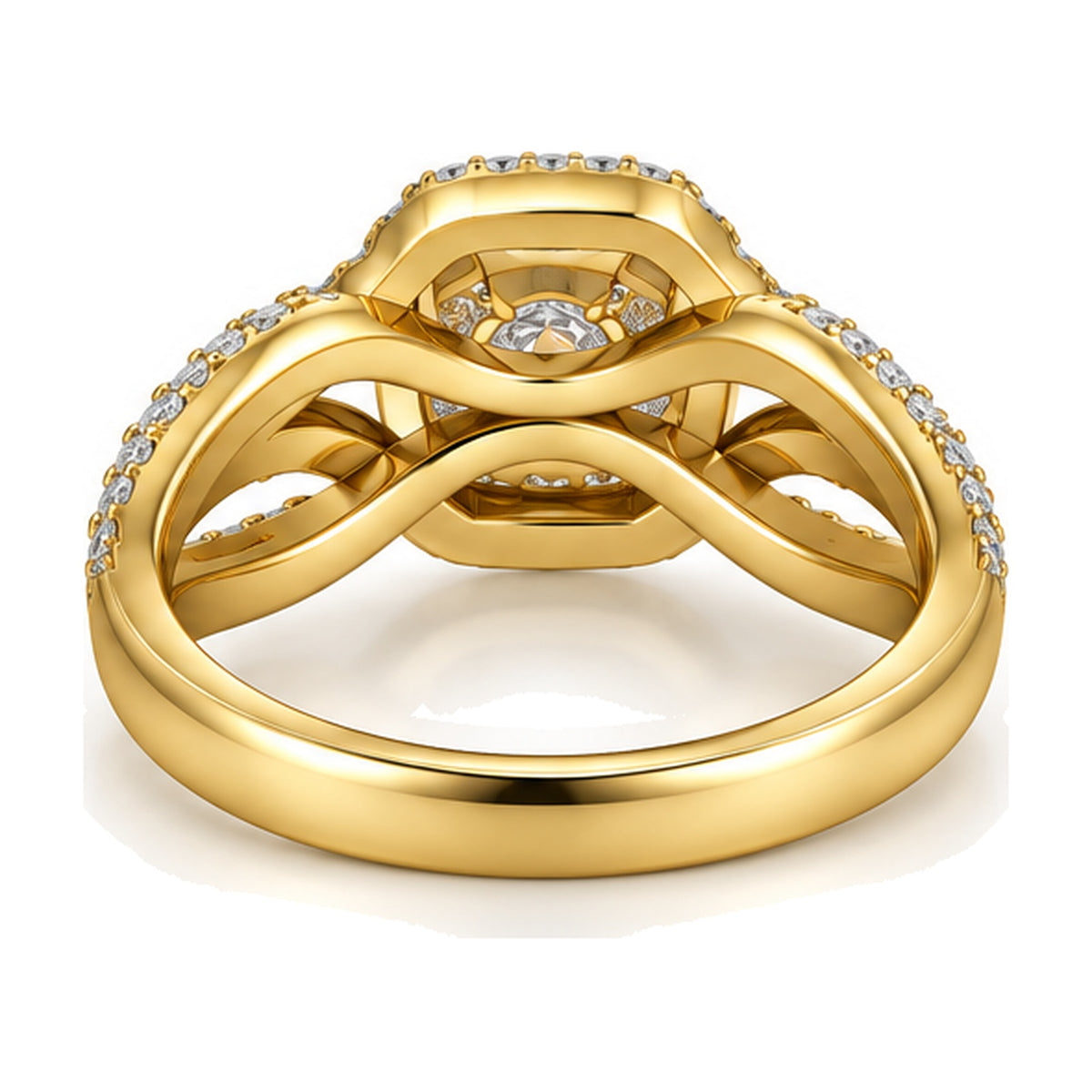 Cushion Cluster Imperial Split Shank Engagement Ring, 1.50 ct TW back view