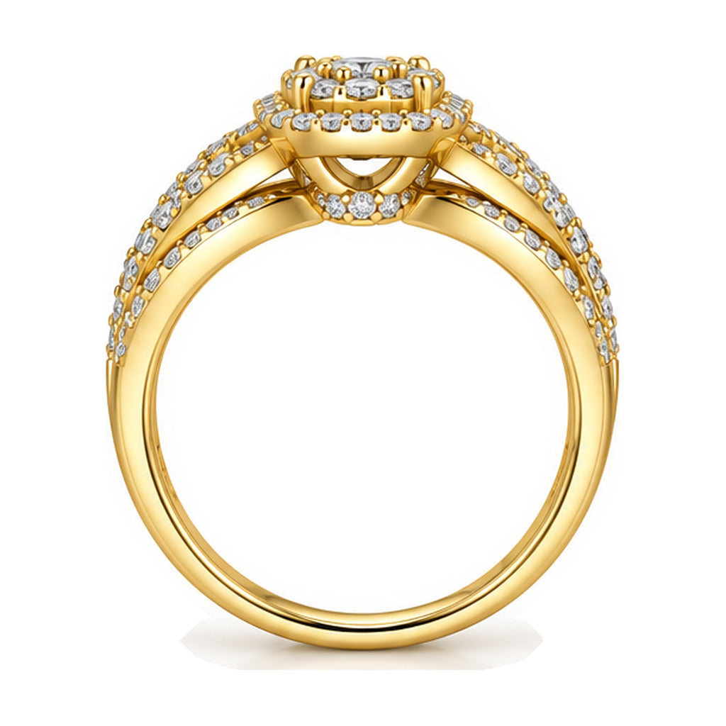 Cushion Cluster Imperial Split Shank Engagement Ring, 1.50 ct TW side view
