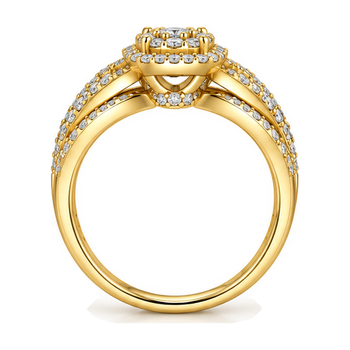 Cushion Cluster Imperial Split Shank Engagement Ring, 1.50 ct TW side view