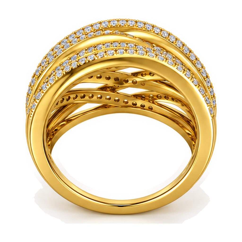 Multi-Row Crossover Pavé Wide Band Ring, 0.30 ct back view